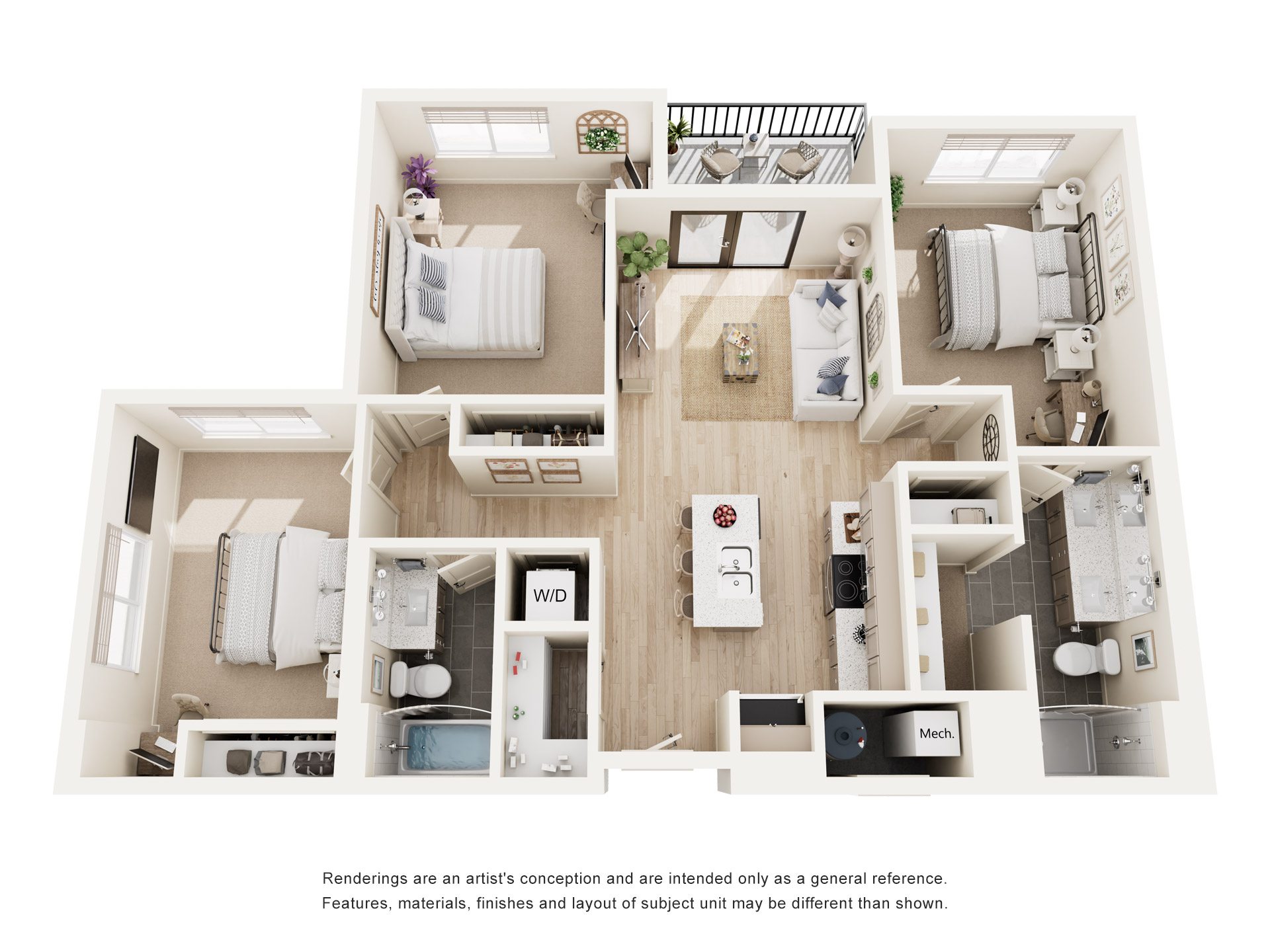 Floor plan layout diagram for 3B 1